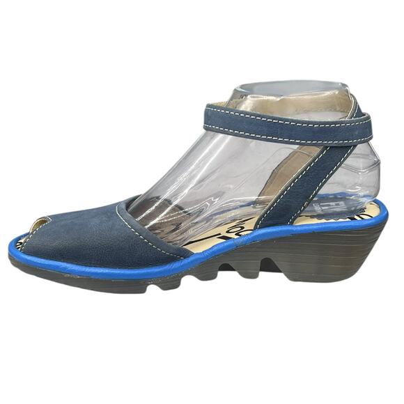 Fly London Women’s Piat Blue Open Toe Ankle Strap Sandal Size 38 US 7.5/8 - Picture 2 of 12